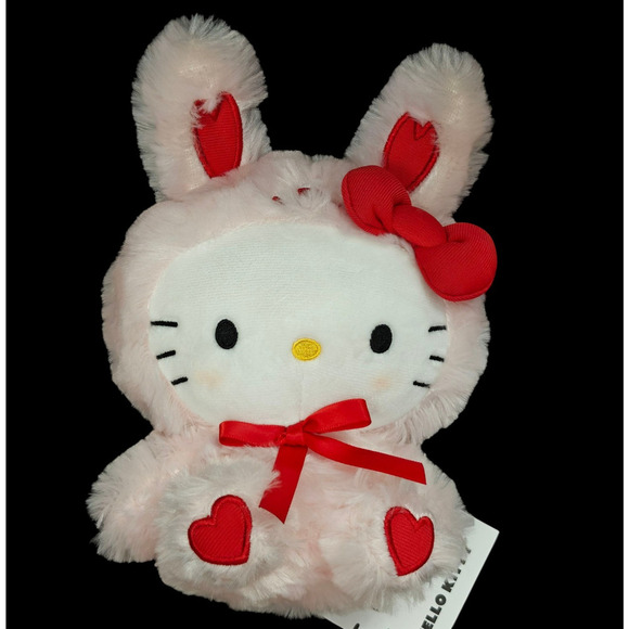 Hello Kitty Pink Valentines Day Bunny Suit Plush Toy Red Hearts 2019 Sanrio NWT - Picture 8 of 8